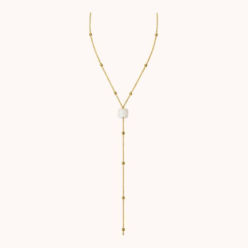 Collier Y Carole - Acier - Quartz blanc