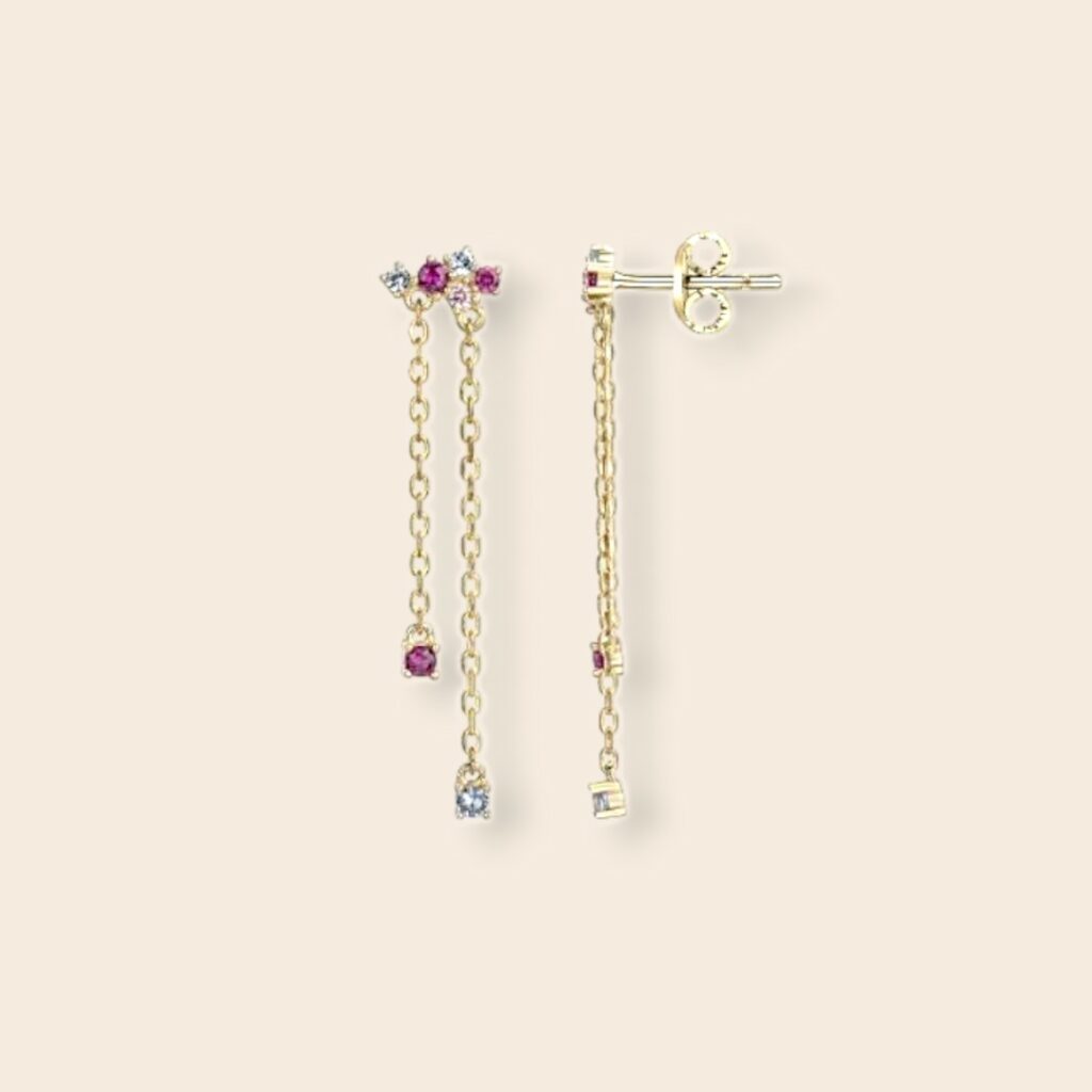 Boucles KATY  2chaines- multicolore – Doré