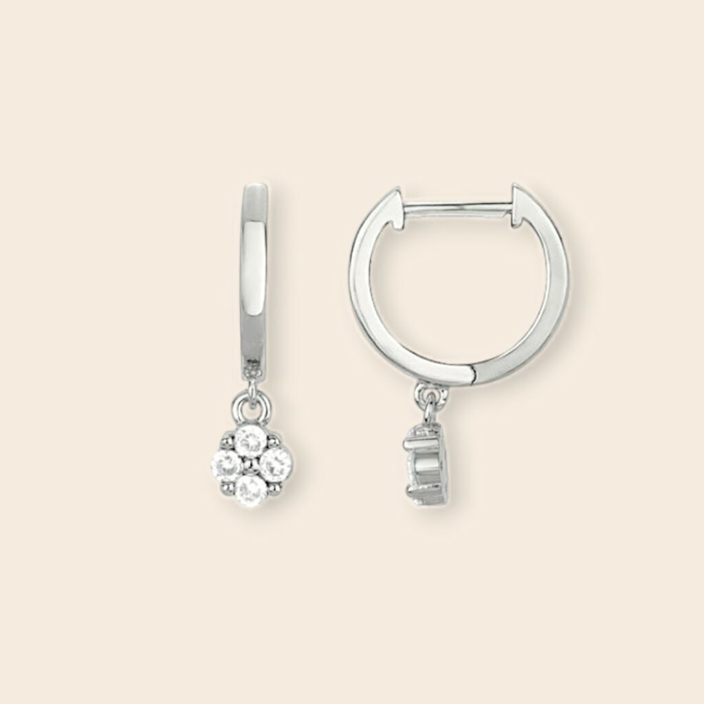 Créoles DAHLIA fleur – Argent