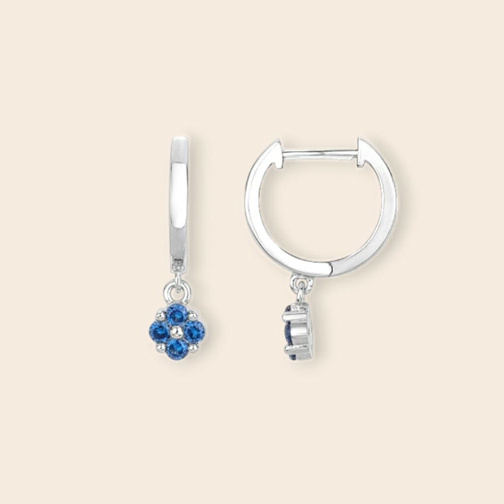 Créoles DAHLIA fleur – bleu – Argent