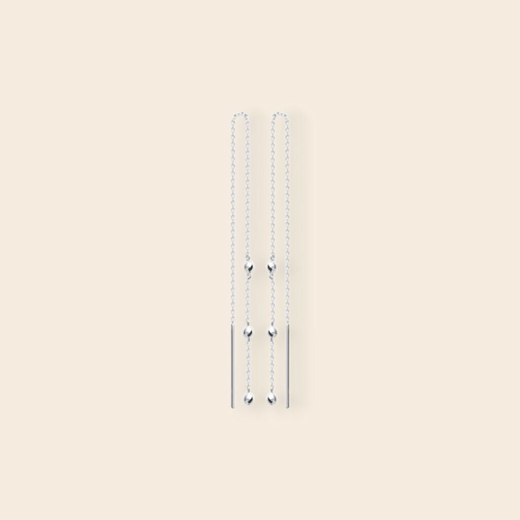 Boucles JULIA chaine et boules – Argent