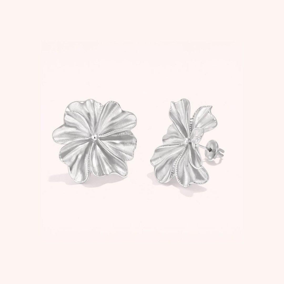 Boucles JORJA fleur argenté