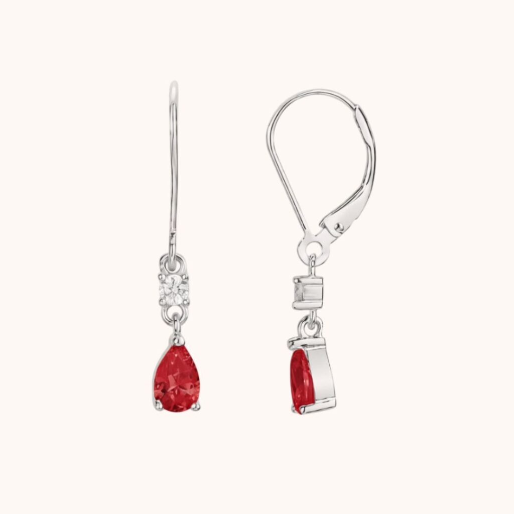 Boucles Olivia – Argent – Rouge