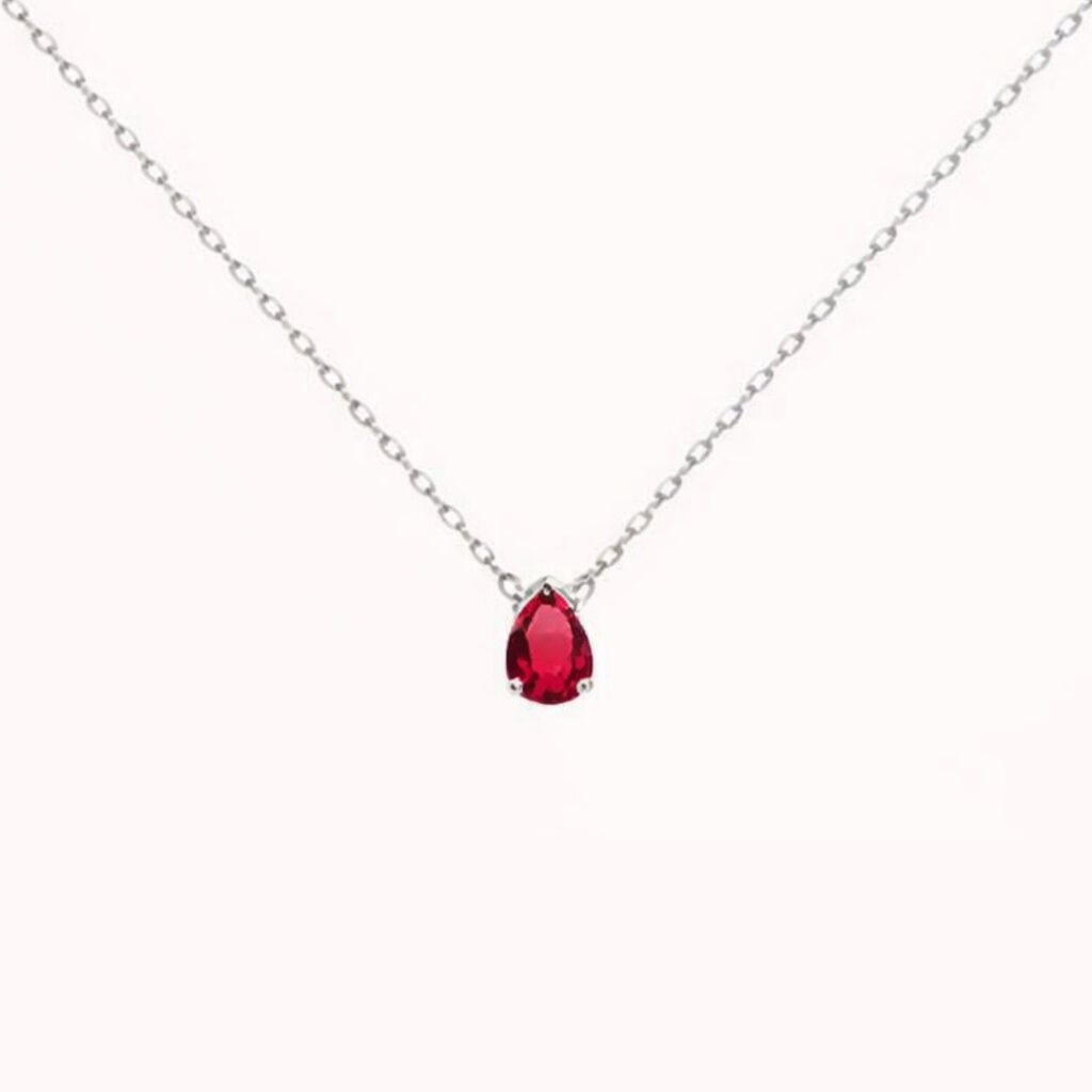 Collier Lys goutte – rouge  – Argent