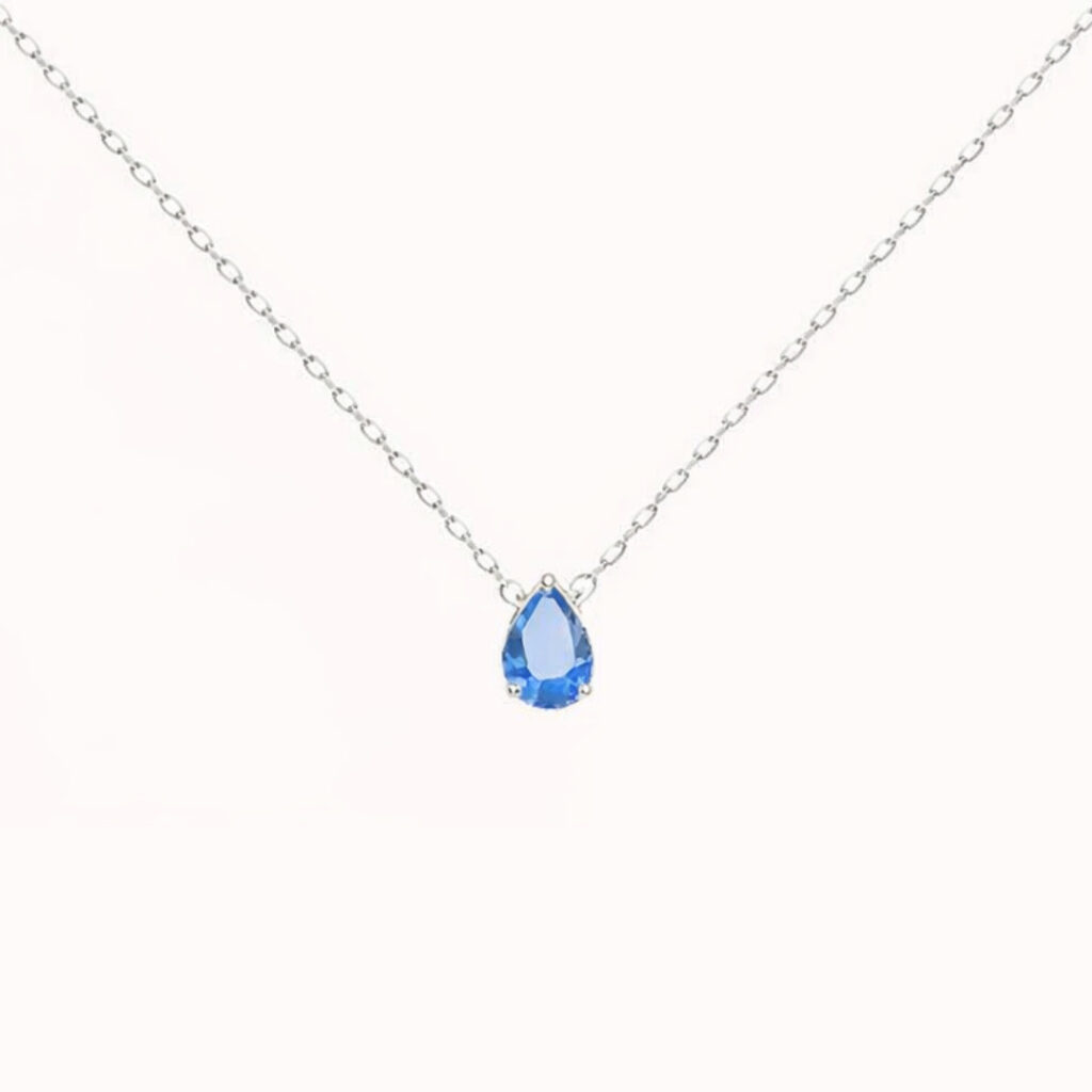 Collier Lys goutte – Bleu – Argent