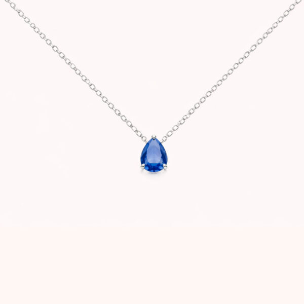 Collier Lys goutte Bleu foncé Argent