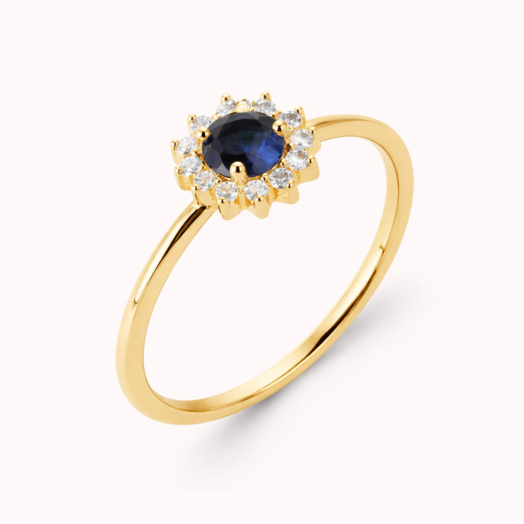 Bague ALMA bleu doré