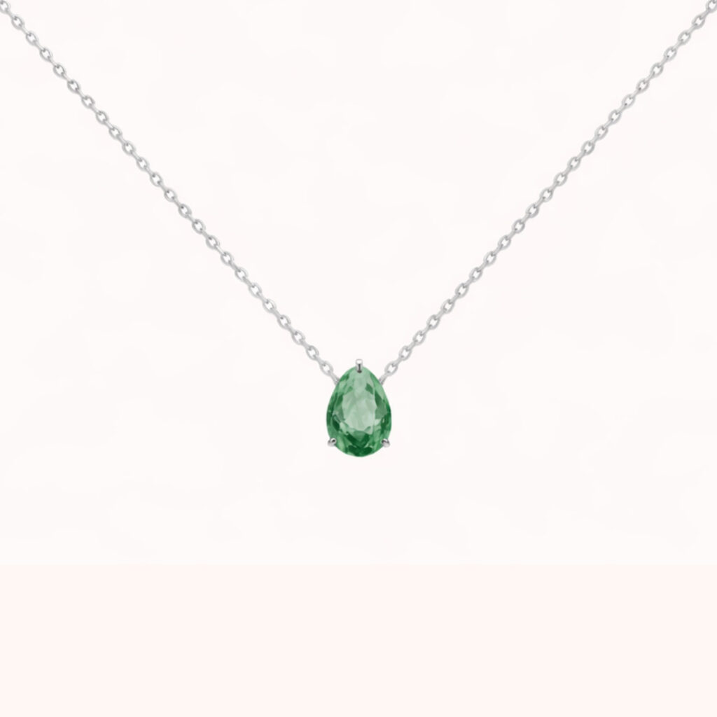 Collier Lys goutte Vert Argent