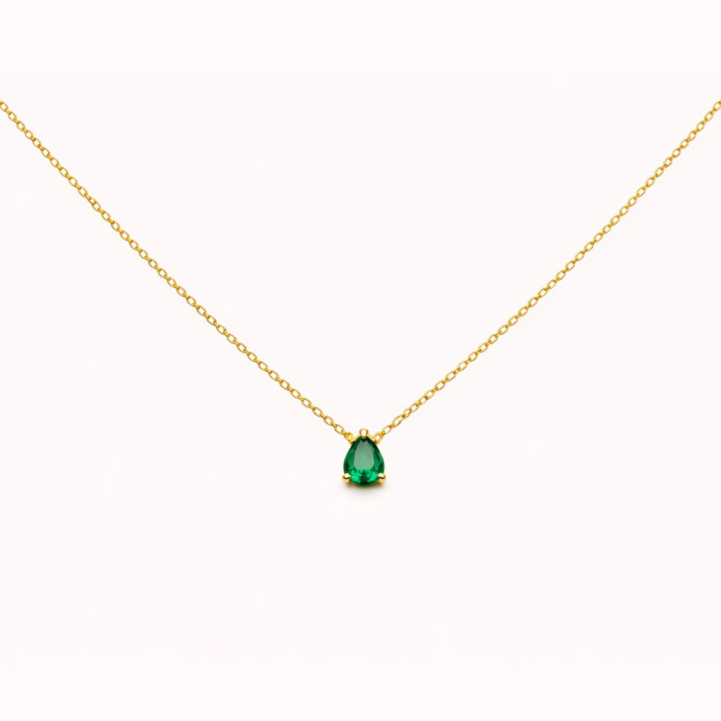 Collier Lys goutte Vert Doré