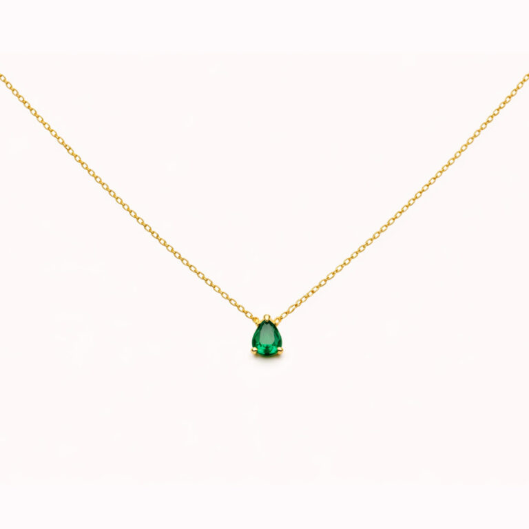 Collier Lys goutte Vert Doré