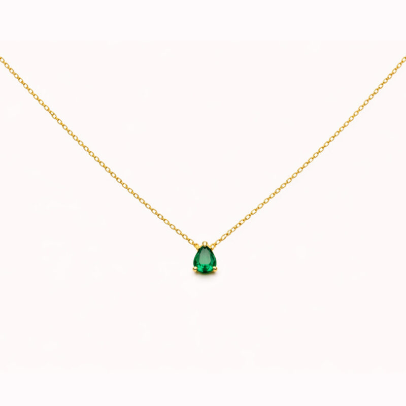 Collier Lys goutte Vert Doré