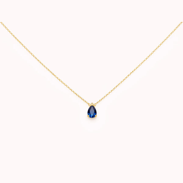 Collier Lys goutte Bleu foncé Doré
