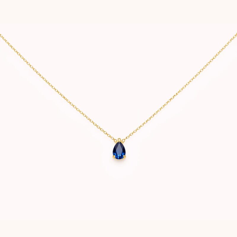 Collier Lys goutte Bleu clair - Plaqué Or