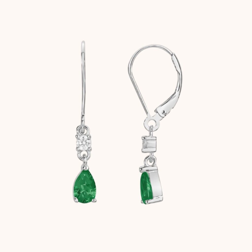 Boucles Olivia – Argent – Vert