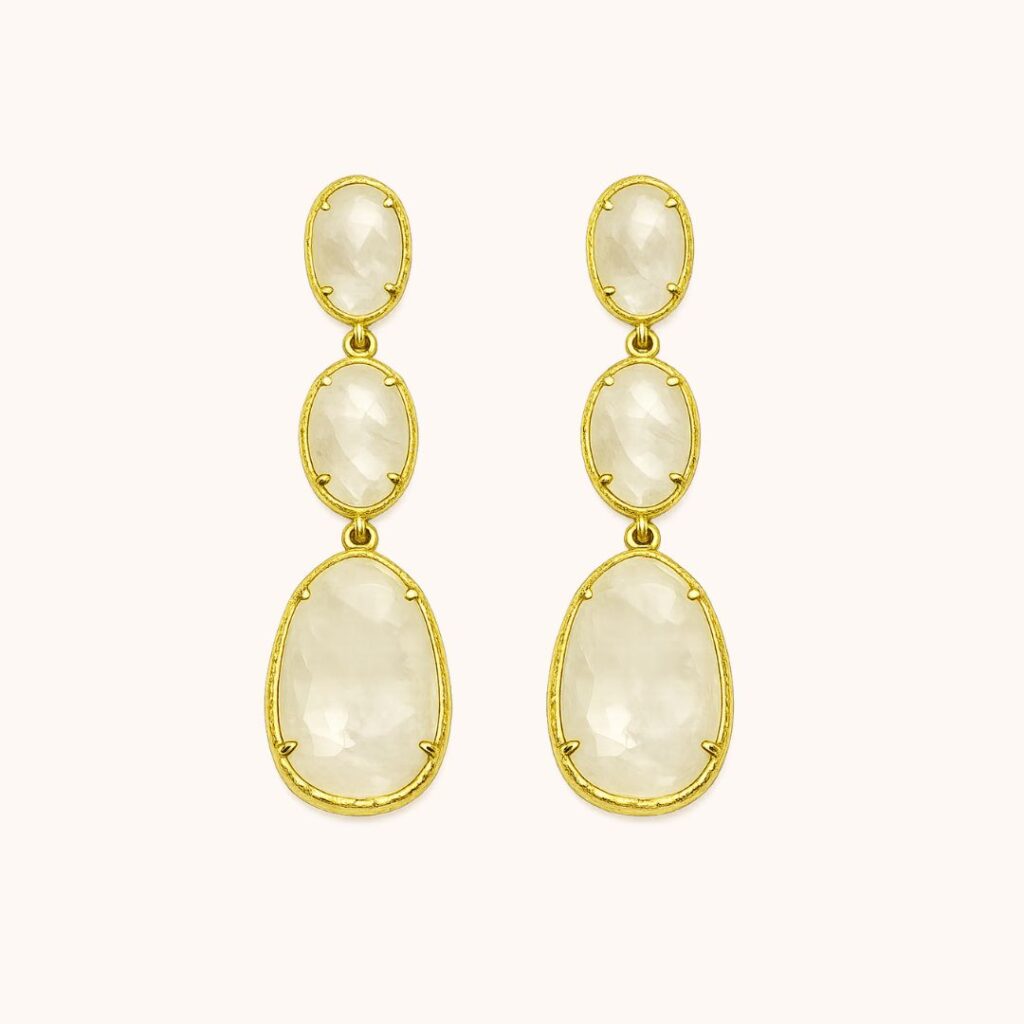 Boucles Leïla Quartz blanc – Acier Doré
