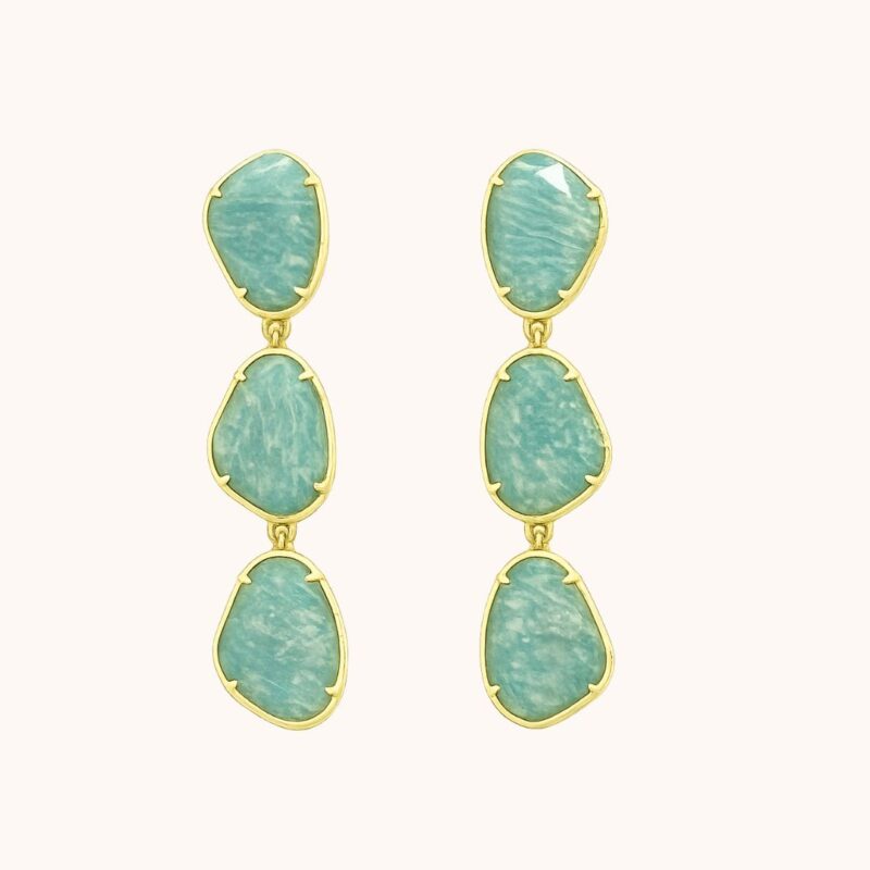 Boucles Leïla Amazonite - Acier Doré