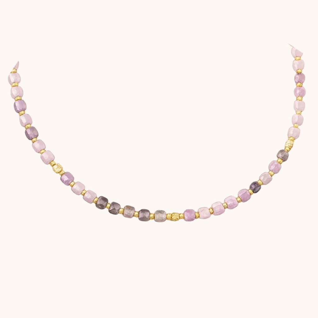 Collier Amélia Améthyste – Acier Doré