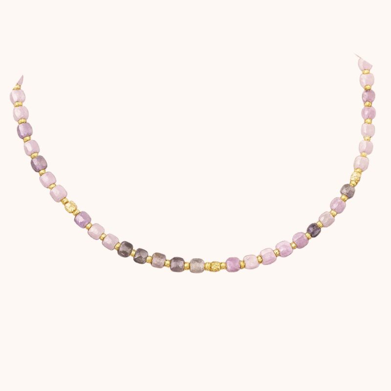Collier Amélia Améthyste - Acier Doré