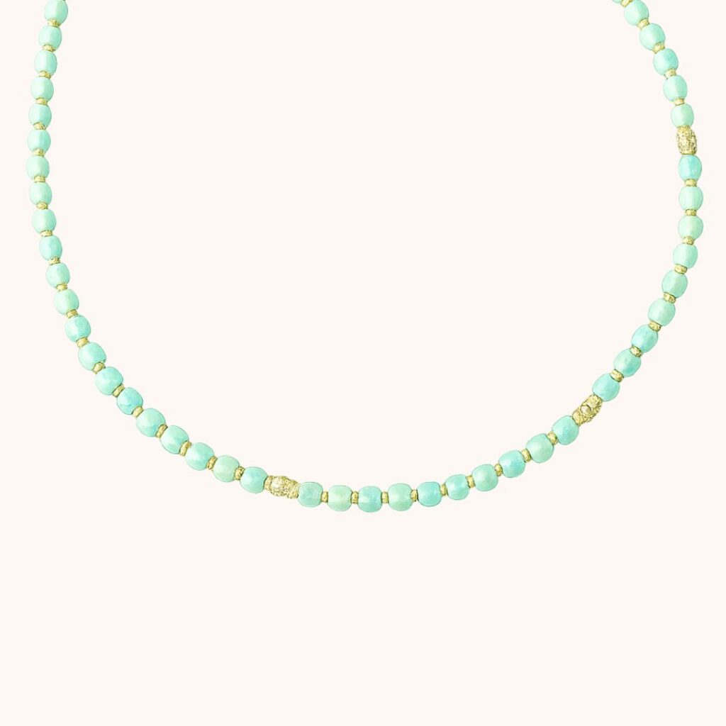 Collier Amélia Amazonite – Acier Doré
