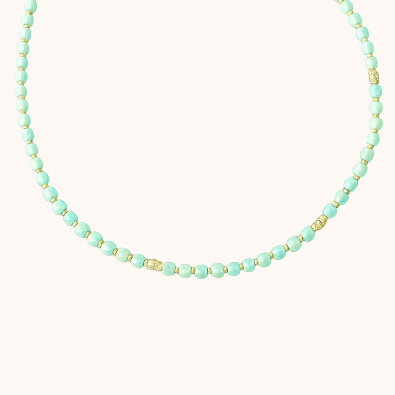 Collier Amélia Amazonite - Acier Doré