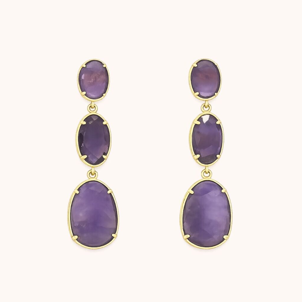 Boucles d&rsquo;Oreilles Violette – Acier Doré