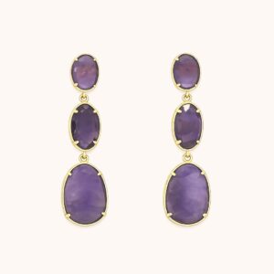 Boucles d'Oreilles Violette - Acier Doré