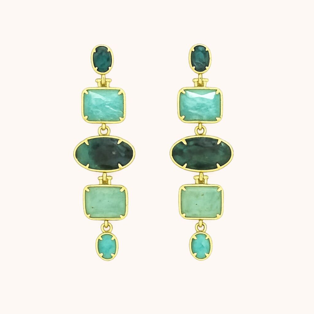Boucles Ondine Multipierres – Acier Doré
