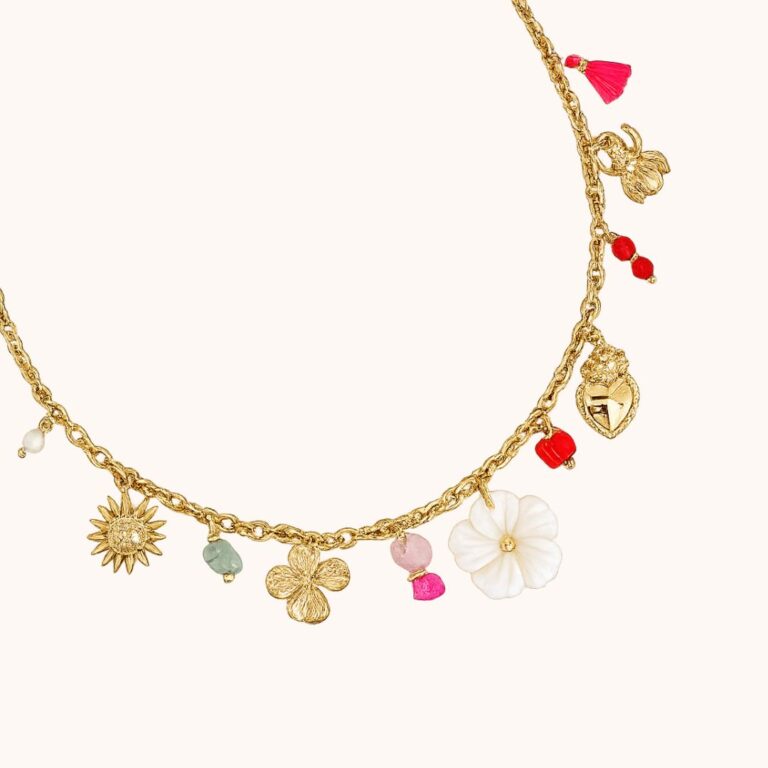 Collier Summer multi breloques – Acier Doré