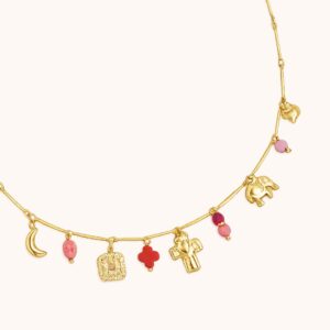 Collier Honey multi breloques - Acier Doré