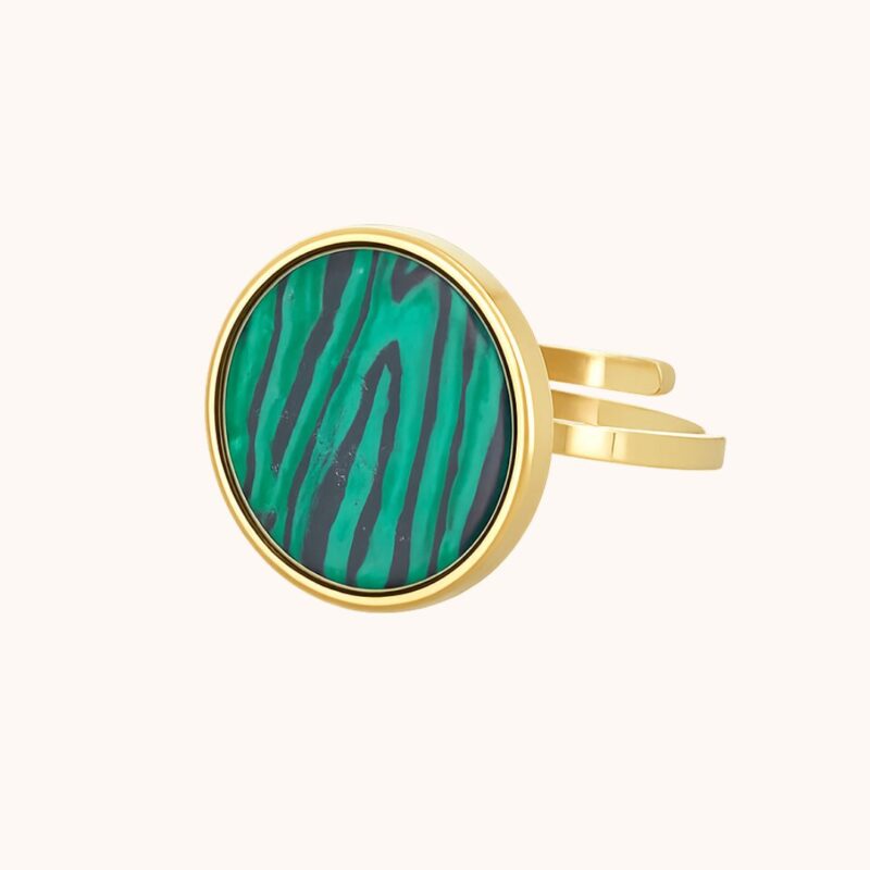 Bague Cléa Malachite - Acier Doré
