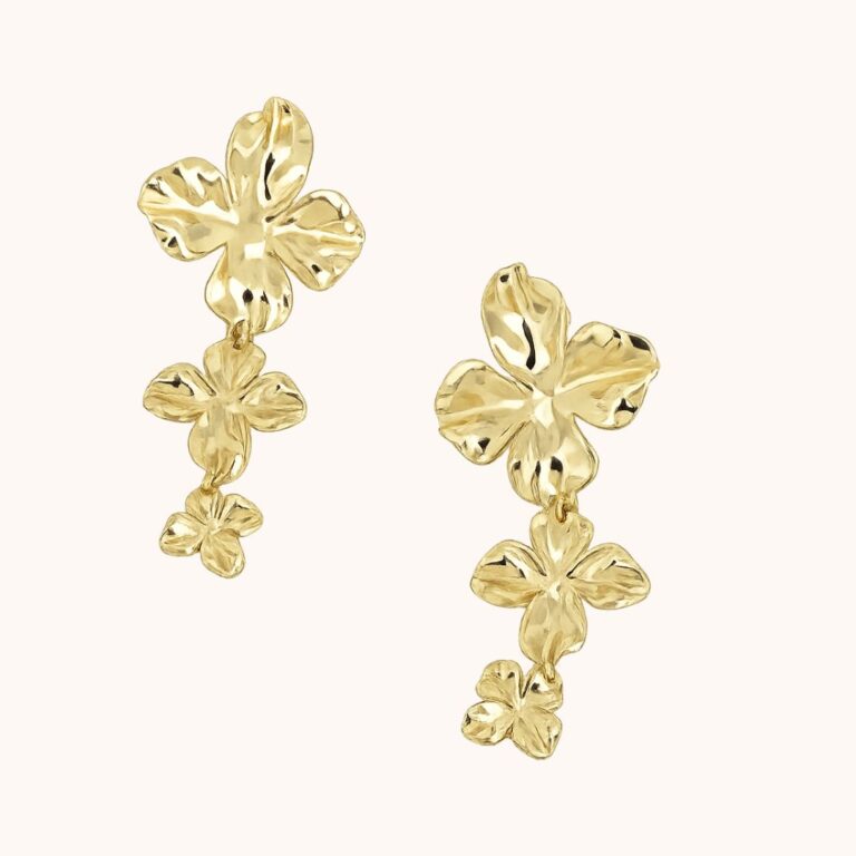Boucles Florence fleurs – Acier Doré