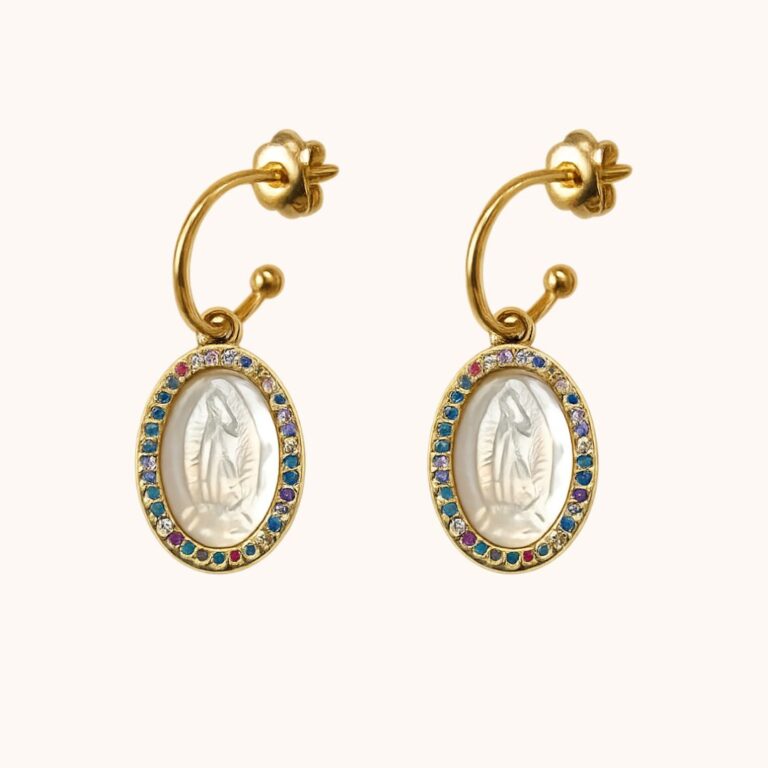 Boucles Marie nacre – Acier Doré