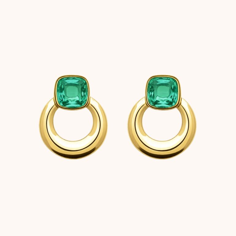 Boucles Joséphine – Acier Doré – Vert