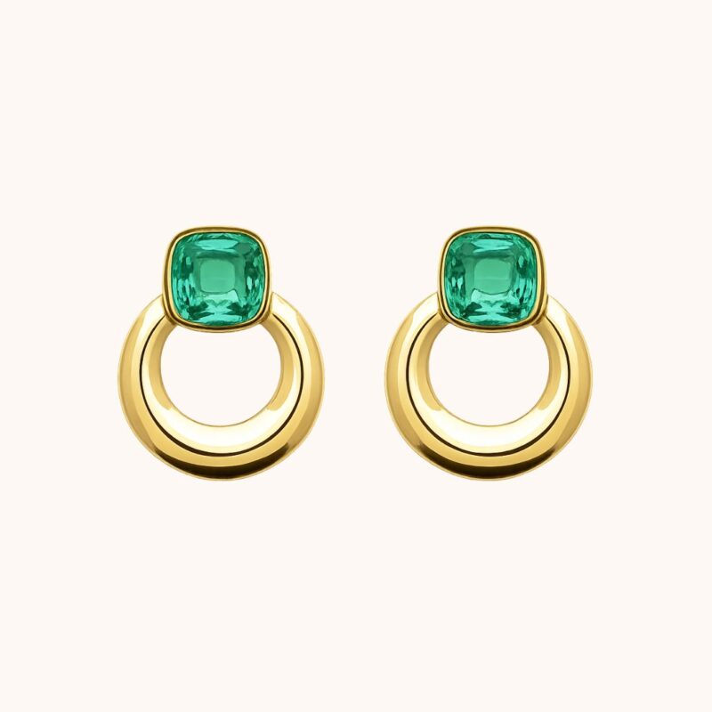 Boucles Joséphine - Acier Doré - Vert