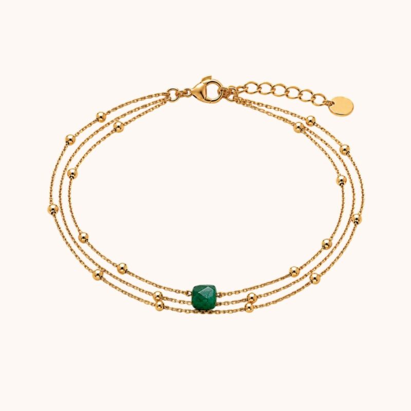 Bracelet Carole triple chaîne - Acier Doré - Aventurine