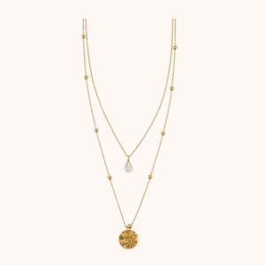 Collier Diane double - Acier Doré - Pierre de lune