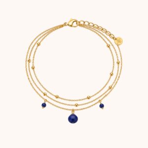 Bracelet Diane triple - Acier Doré - Lapis Lazuli