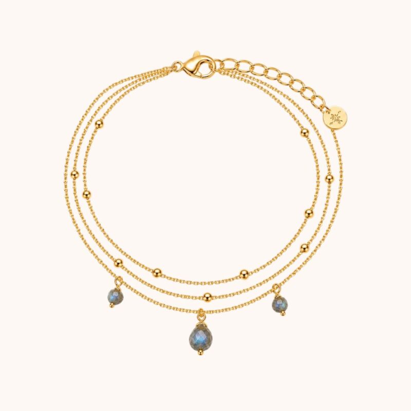 Bracelet Diane triple - Acier Doré - Labradorite