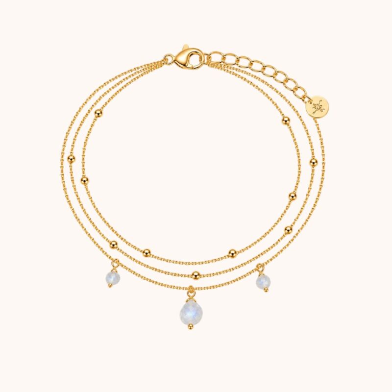 Bracelet Diane triple - Acier Doré - Pierre de lune