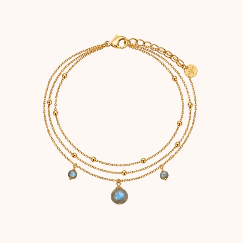 Bracelet Diane triple - Acier Doré - Labradorite