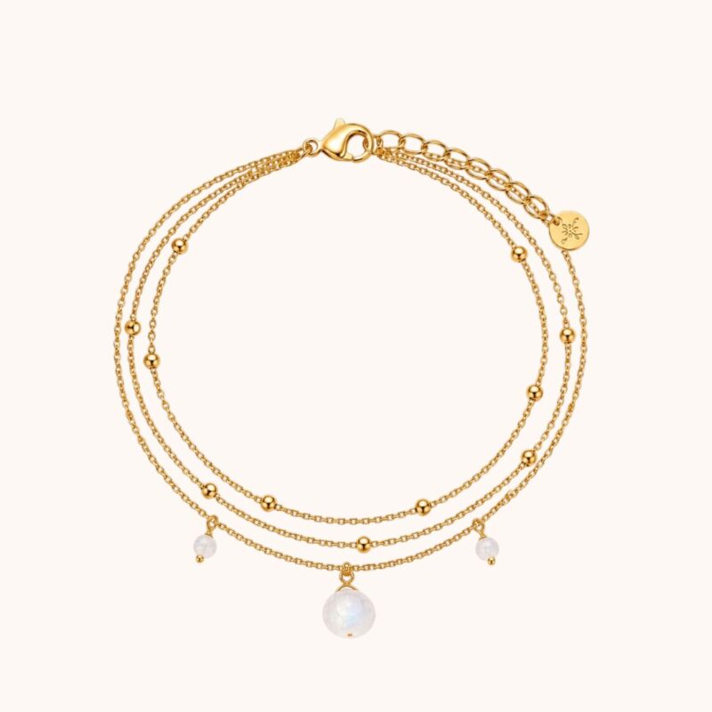 Bracelet Diane triple - Acier Doré - Pierre de lune