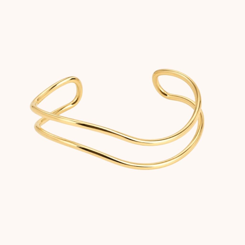 Manchette Clarence double rangs – Acier doré