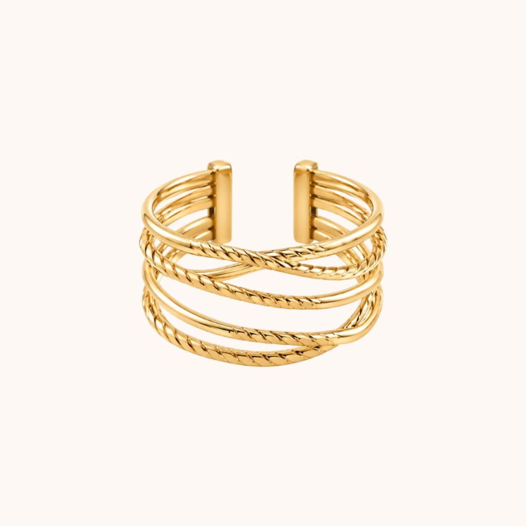 Bague Divina ajustable – Acier doré