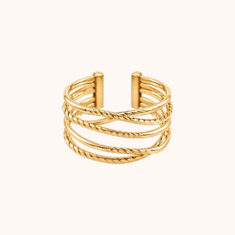 Bague Divina ajustable - Acier doré