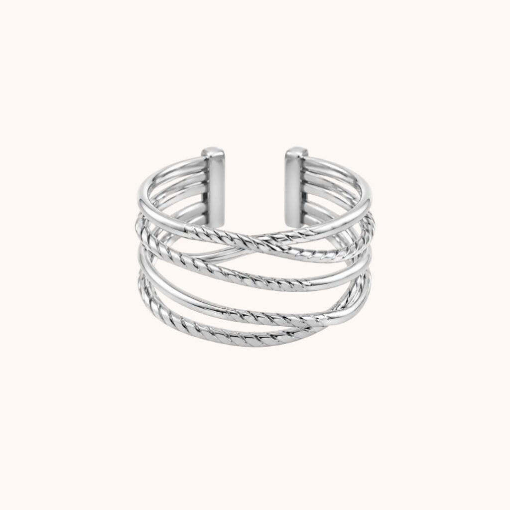 Bague Divina ajustable – Acier argenté
